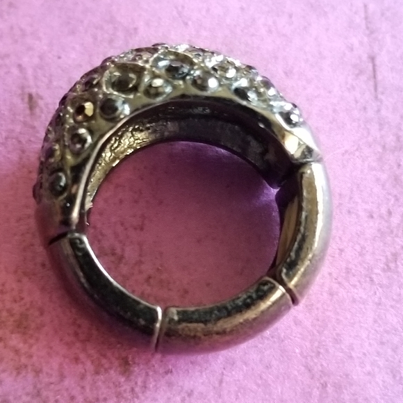 Black rhinestones stretch ring dark copper bronze color - Picture 5 of 8